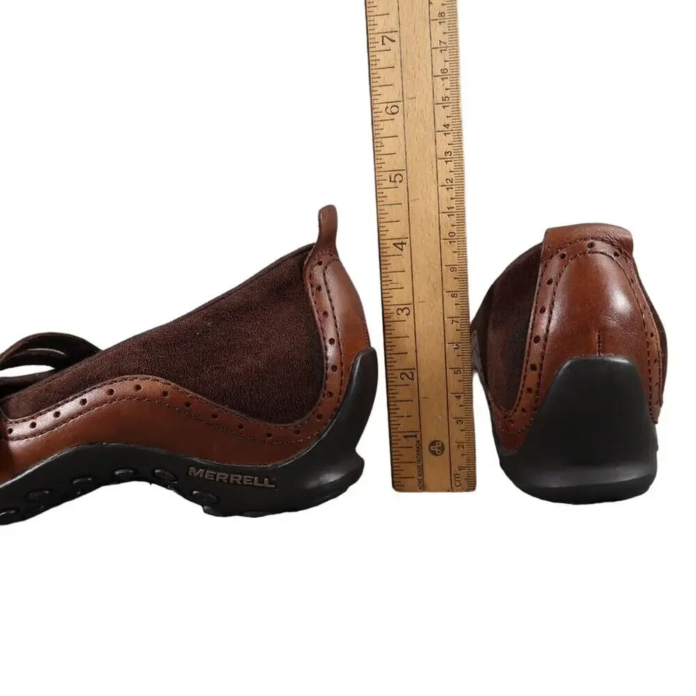 Merrell Shoes Women 7 Mary Jane Wedge Leather Plaza Bandeau Casual Comfort Brown